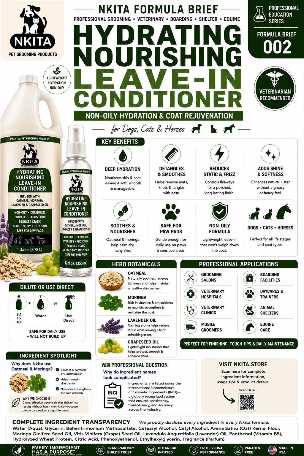 1 Gal. Nkita Hydrating Nourishing Non Oily Leave -In Conditioner